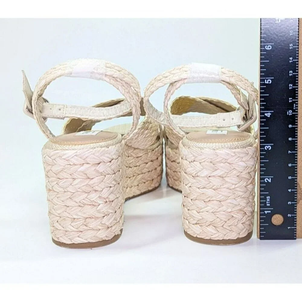 Steven New York Ramey Espadrille Platform Wedge Raffia Sandal Size 9.5 MSRP $130